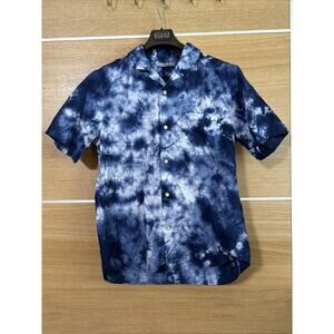 Outerknown Men’s XL Blue White Cotton Tie dyed pattern Short Sleeve Shirt